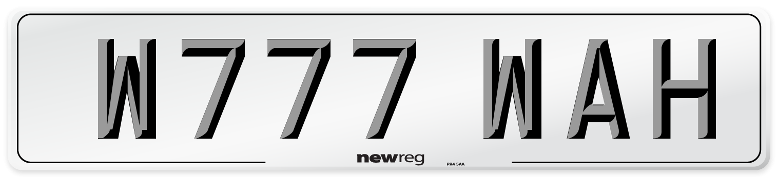 W777 WAH Number Plate from New Reg